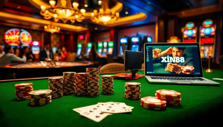 Experience the thrill of online gambling at xin88 com with poker and roulette action.