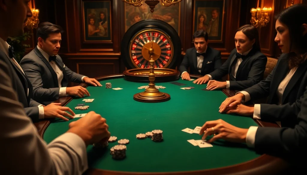 Engage in high-stakes poker at https://win55.bargains/, showcasing luxury and excitement in a vibrant casino atmosphere.