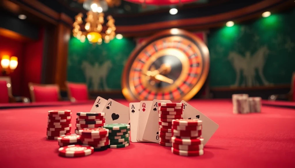 Experience excitement with tải go88 at a luxurious casino table featuring poker chips and cards.