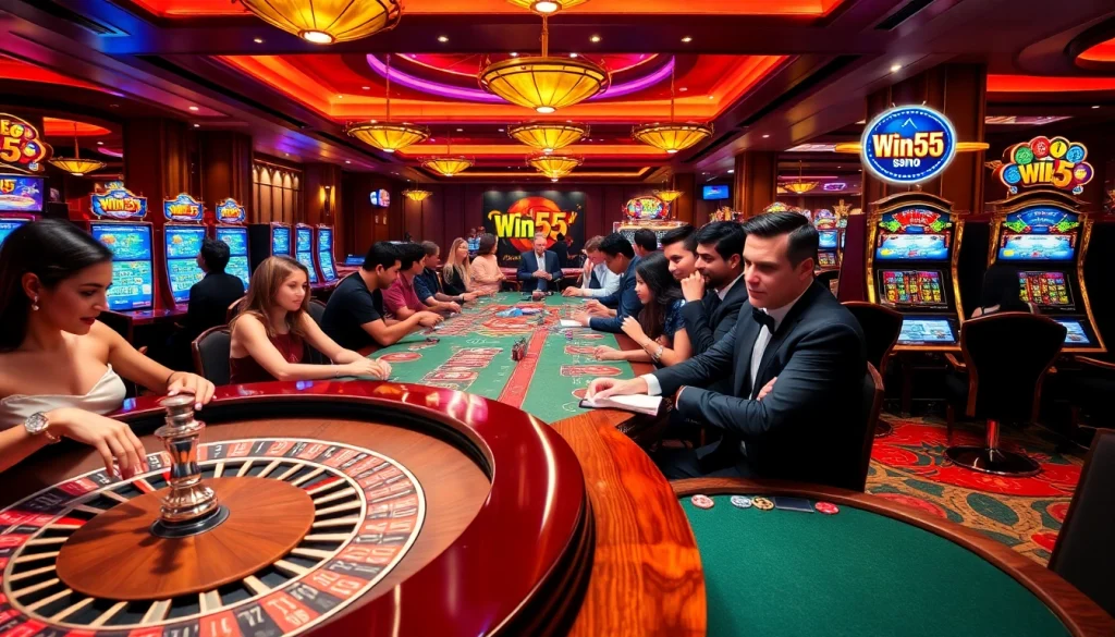 Experience the excitement of gambling at Win55 with vibrant casino games and players.