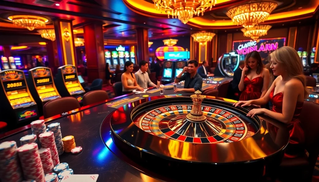 Experience the thrill of nhà cái BL555 at a vibrant casino table filled with excitement and luxury.