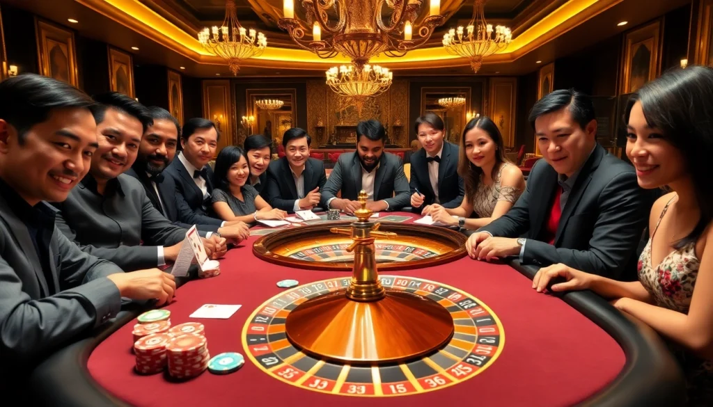 THA BET gaming table showcasing exciting poker play with vibrant chips and luxurious ambiance.