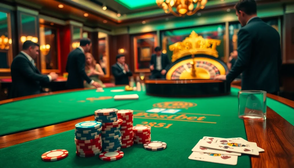 Engaged players at a high-stakes 789bets poker table in a luxurious casino setting.
