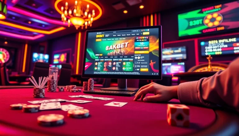 Engage in thrilling gameplay with 8kbet's vibrant online casino scene filled with immersive game elements.