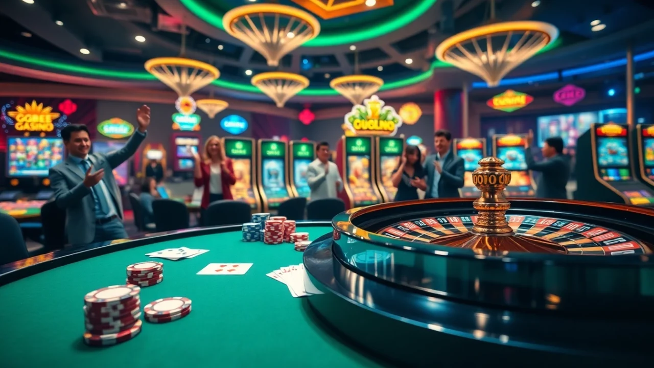 Experience the thrill of betting at GG88 with vibrant casino tables and colorful chips.