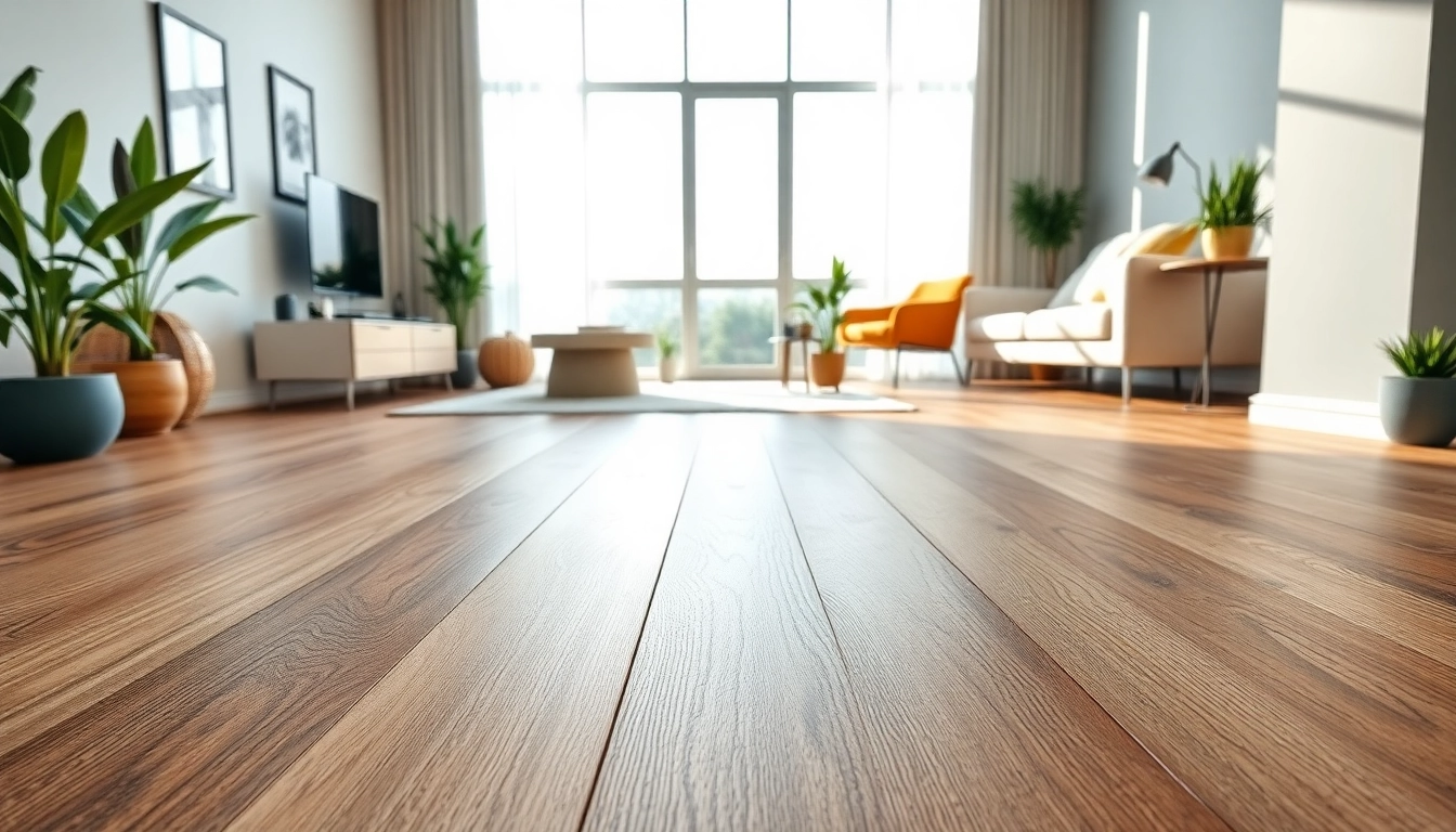 Showcasing waterproof vinyl flooring installed in a modern living room, highlighting its stylish texture.
