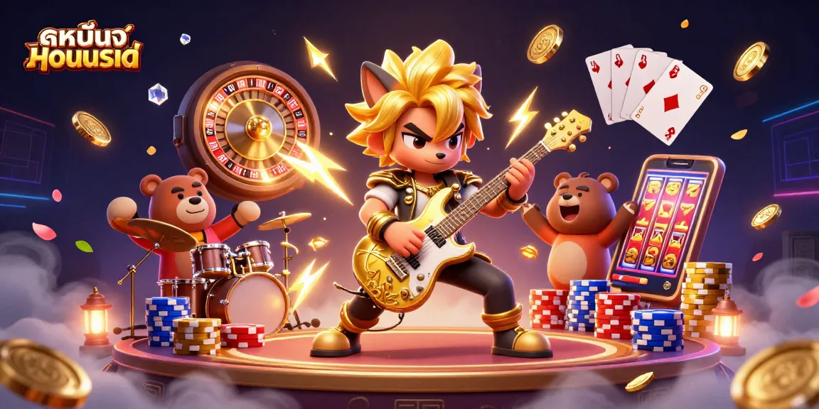Engage in ดูหนังออนไลน์ action with a vibrant casino scene filled with golden coins and exciting characters.