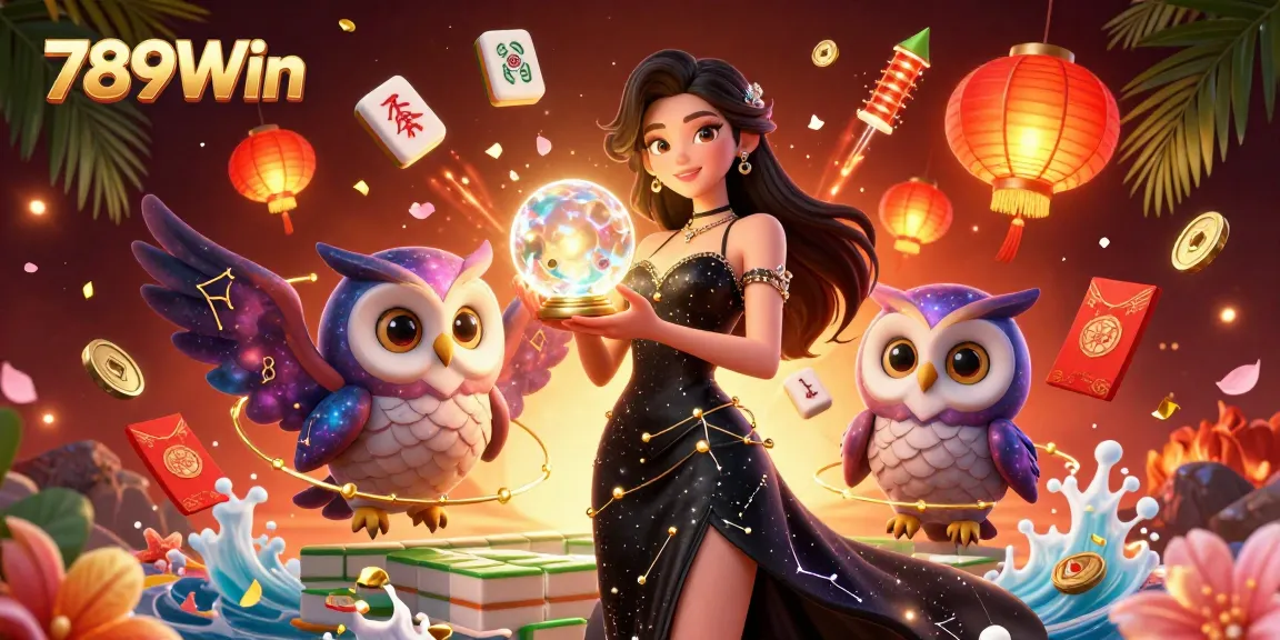 Play exciting games at 789Win featuring an enchanting casino scene with dazzling elements around a beautiful character.