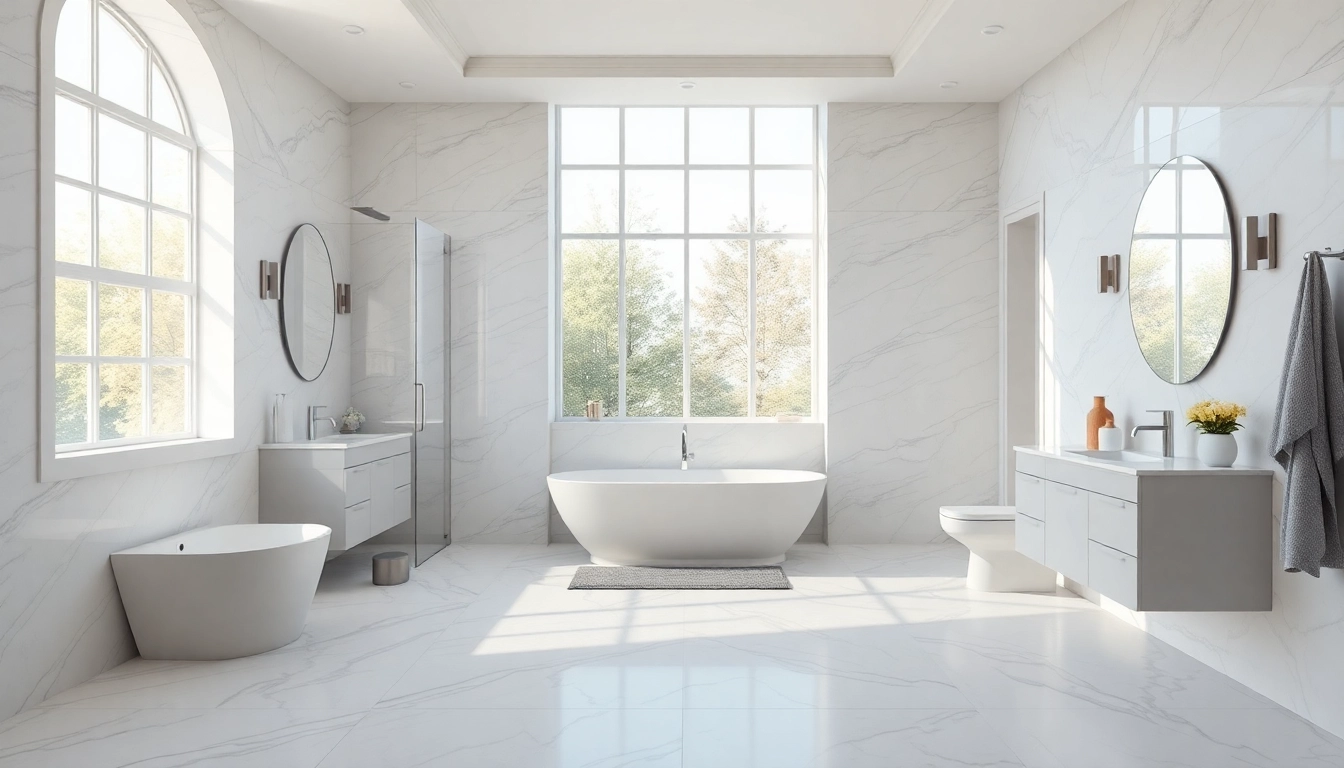 Beautiful bathroom remodeling near me showcasing elegant design and modern fixtures.