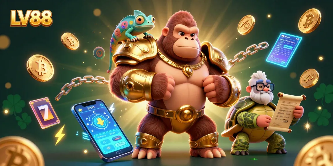 Spin to win at LV88: A vivid illustration with casino characters showcasing lively gaming elements.