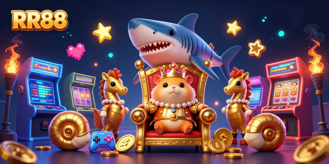 Experience thrilling gambling at RR88 with a vibrant scene of a hamster king and gaming excitement.