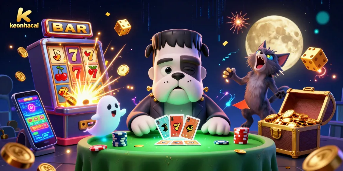 Place wagers with keonhacai while enjoying a vibrant, dynamic casino atmosphere featuring iconic characters and gaming elements.