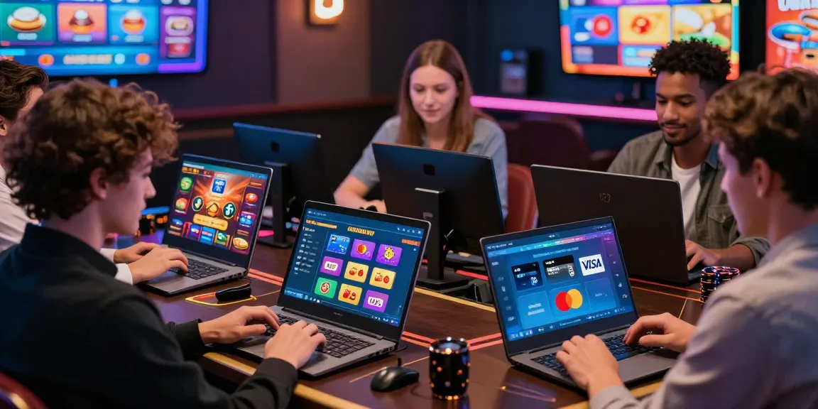 Engaging players at a credit card casino enjoying games with Visa and Mastercard payment options.