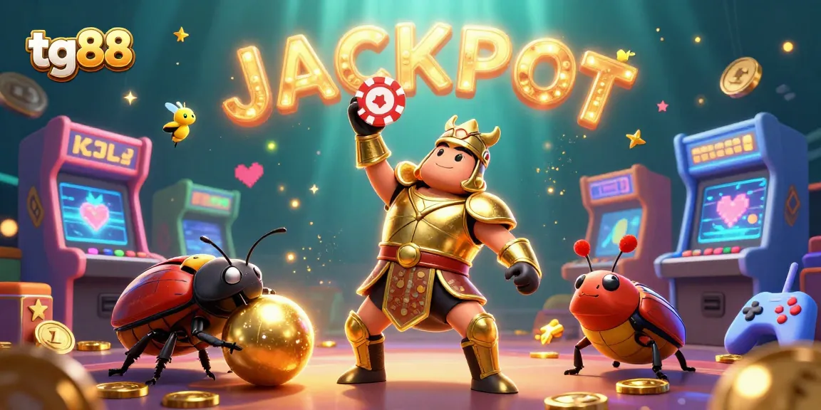 Experience jackpot excitement with tg88 as a hercules beetle champions gaming glory with colorful elements and firefly spelling